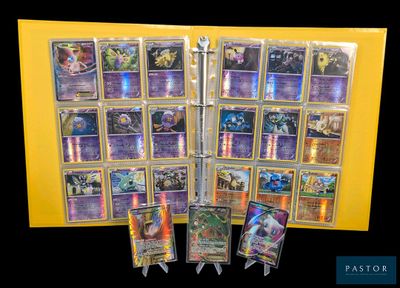 présentoir de cartes à collectionner Pokémon contenant de nombreuses cartes