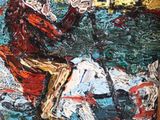 a painting of a man riding on a horse