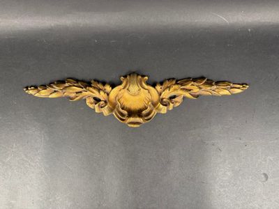 an image of a metal object with a gold decoration on top of it