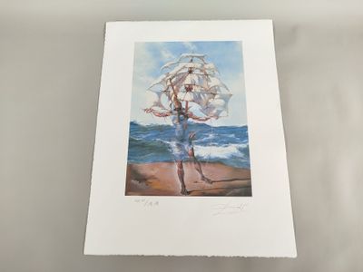 une photo d'un tableau représentant une femme sur la plage