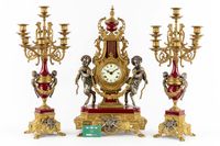 Ensemble de cheminée en trois pièces, composé d’une horloge … (photo 2)