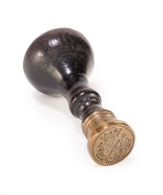 SCEAU à matrice en bronze doré gravé des armoiries de la famille Berti - Photo 1