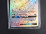 a close up of a pokemon card in a plastic case