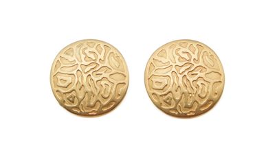 pair of gold plated earrings on white background