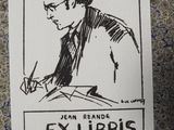 a black and white drawing of a man writing on a piece of paper