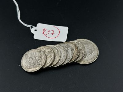 Lot de 8 pièces en argent comprenant : - - 7 pièces de 10 fr…