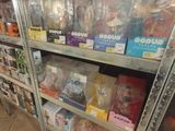 many shelves with various items in them in a store