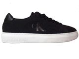 men ' s black sneakers with white soles on a white background