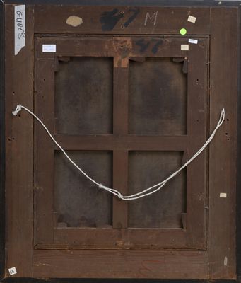 an old wooden door with a chain hanging from it ' s side