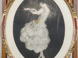 painting of a woman in a white dress in a wooden frame