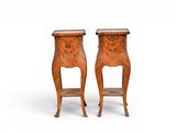 pair of louis xv style walnut bedside tables