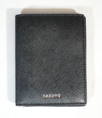 SANDRO Porte carte en cuir noir