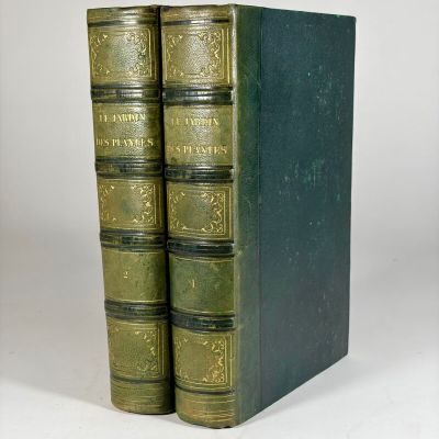 two green books sitting on top of each other on a white surface