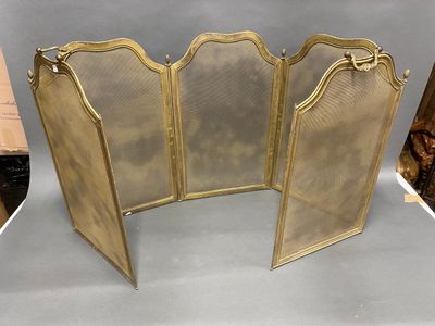 three panel brass fireplace screen