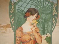 Paravent Art Nouveau à quatre brins, peintures sur soie dans… (photo 2)
