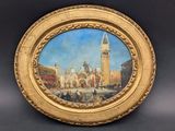 an image of a painting of a city in a gold frame