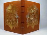 a brown book with a golden design on it