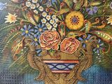 painting of a painting of a vase with flowers in it