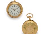two gold pocket watches with roman numerals and roman numerals