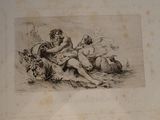 a drawing of a man and a woman sitting on the ground