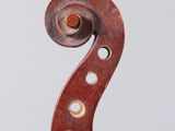 a close up of the back of a violin with a fiddle in the foreground