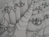 pencil drawing of a drawing of a ship in the middle of a body of water