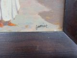 a picture of a painting of a woman in a white dress