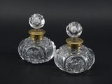 pair of antique cut glass perfume bottles
