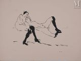 une image représentant un dessin d'un homme et d'une femme allongés sur un lit