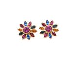 une paire de boucles d'oreilles multicolores sur fond blanc