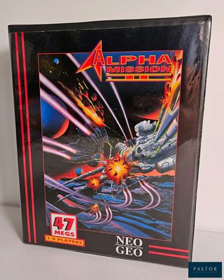 an old video game box with a picture of an alien attacking a space ship