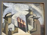 a painting of a man and a woman sitting at a table
