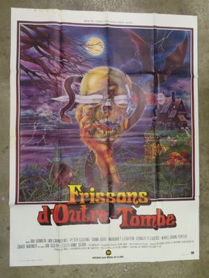 a poster for a horror movie starring a man with a skull on his head