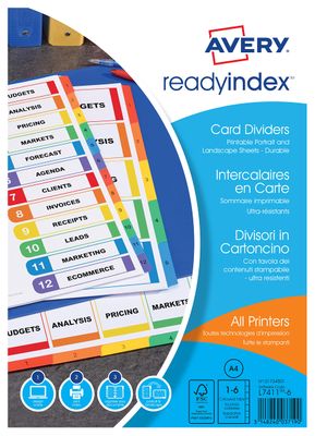 AVERY - Intercalaires ReadyIndex A4 - 6 touches colorées - S…