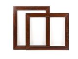 two wooden frames on a white background with a white background