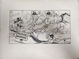 cartoon drawing of a group of cartoon characters on a street