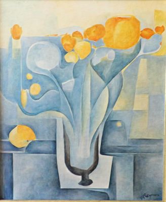 Jacqueline Reynier ( XX°) Fleurs de Rêve, acrylique sur toil…