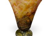 an image of a glass vase sitting on top of a metal stand
