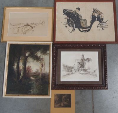 quatre photos encadrées représentant une calèche et une calèche