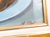 a painting of a plate of food on a table