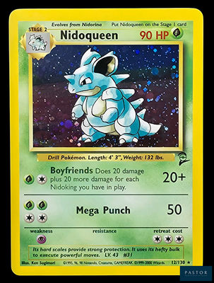 une photo d'une carte Pokémon représentant un Pokémon bleu et blanc