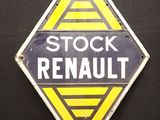 un panneau jaune et noir sur lequel on peut lire « stock Renault »