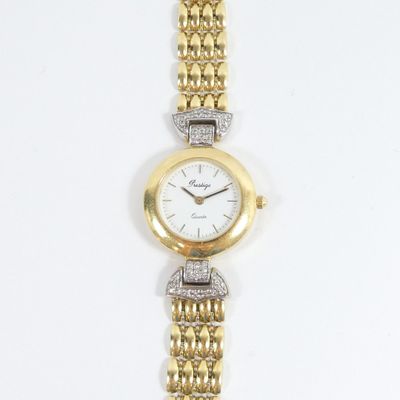 an image of a gold and diamond watch on a white background