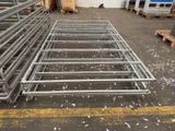 a lot of metal frames that are in the parking lot