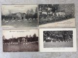 trois vieilles photos en noir et blanc d'une ferme avec des moutons