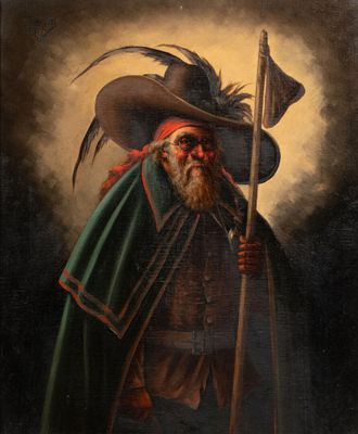 Ecole MODERNE. Homme au chapeau à plumes