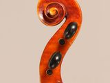 a violin with a long neck and a long tail