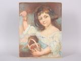 painting of a young girl holding a basket in her hand