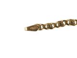gold plated bracelet with a chain and a clasp on a white background
