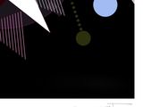 an image of a black and pink abstract painting with a white arrow